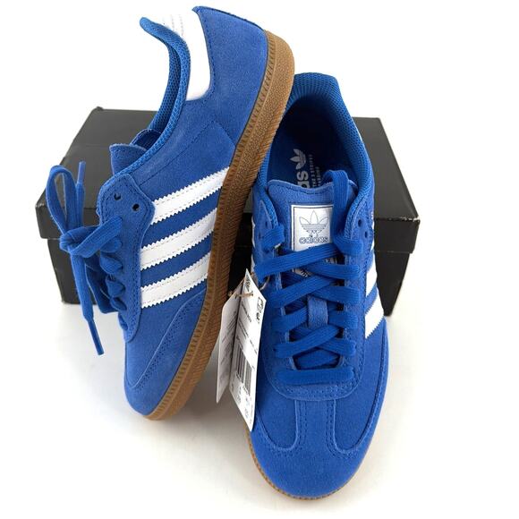 Adidas Men\'s Blue Bird White Gold Metallic Originals Samba ADV Shoes Size 4.5